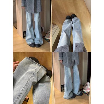 復古低腰加長微喇牛仔褲女春夏新款辣妹顯瘦175喇叭拖地褲高個子