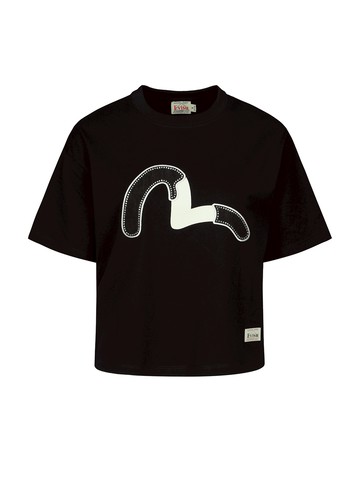 Embellished Denim Seagull Appliqué T-shirt