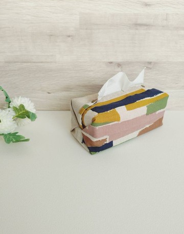 【ITS/雙緹衛生紙套】手繪風多彩條紋 粉 日本布 可加購掛繩!