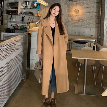 2025年流行雙面絨毛呢外套女秋冬季中長款百搭小個子呢子大衣 鑫弘-素時衣櫥