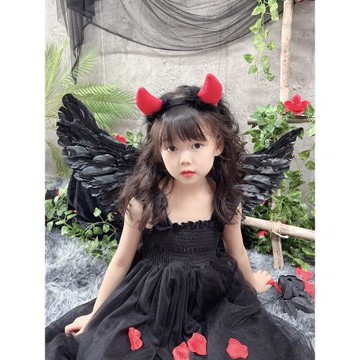 兒童惡魔翅膀天使背飾男女童萬圣節拍照表演道具六一婚慶花童裝扮