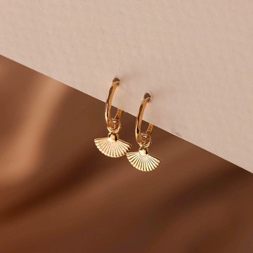 歐美ins風 925銀鍍18k金色 扇形耳扣 個性 高級感 耳圈 防過敏