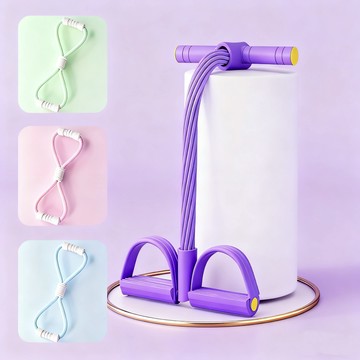 【心靈捕手嚴選】腳蹬拉力器+8字拉力繩 8管10管任選 加重力度訓練款(仰臥起坐健腹器 皮拉提斯健身器)櫻花粉(10管)+八字拉力繩(粉)