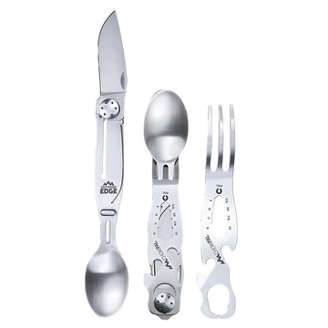 OUTDOOR EDGE Chowpal 420J2不鏽鋼多功能摺疊組合EDC餐具組  銀色  銀色銀色  1組