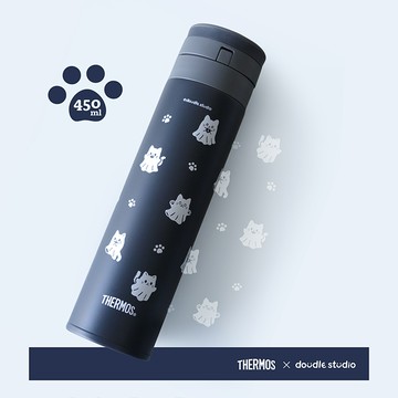 【THERMOS膳魔師】保溫瓶_JNS-454系列_450ml_靈魂喵喵貓掌魂