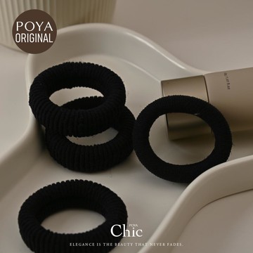 POYA CHIC毛巾圈4入-橫條-黑