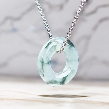 冰飄藍花翡翠甜甜圈項鍊 | 天然緬甸玉翡翠A貨 | 送禮