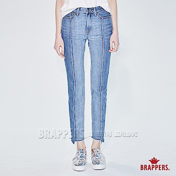 BRAPPERS 女款 新美腳 ROYAL系列 前後立體剪裁七分褲-藍