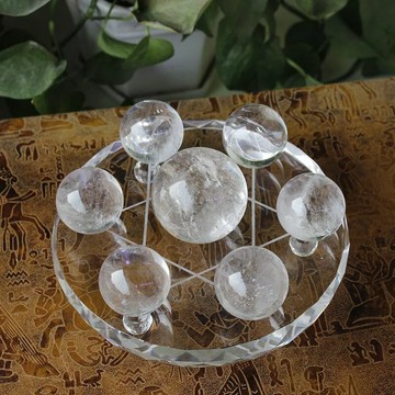天然白水晶七星陣擺件有求必應白水晶球家居風水球擺件開業送禮品