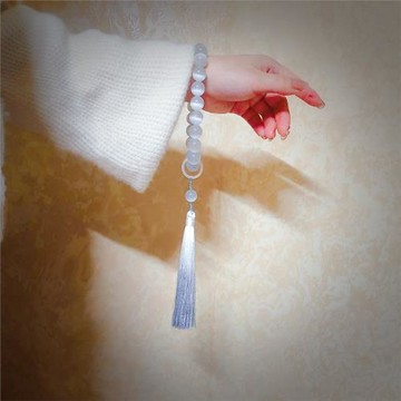 白月光貓眼石文玩手捻跑環流蘇款十八子21顆手持佛珠念珠了心佛珠