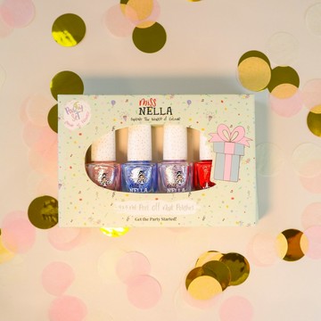 英國【Miss NELLA】兒童水性可撕式安全指甲油-夏祭花火4入組