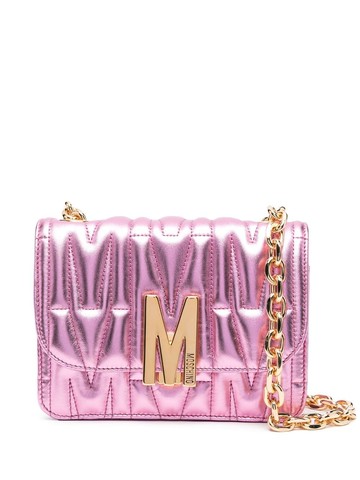 Moschino - debossed-logo leather shoulder bag - women - Calf Leather - One Size - Pink