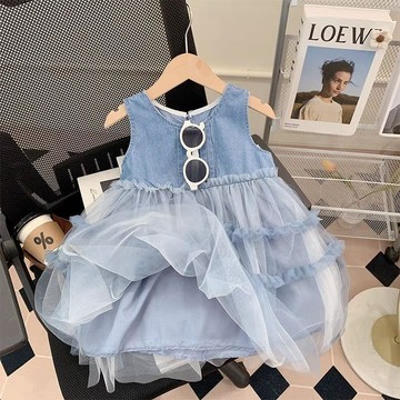 Mimo⭐女童連衣裙夏裝兒童公主裙子女寶寶背心牛仔紗裙