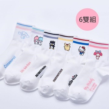 三麗鷗 kitty 酷企鵝 布丁狗長襪 女中統襪 款式隨機 6雙組KT-A412