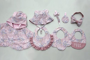 Gugu手創- 浪漫花 客製/花兜/奶嘴鍊/髮帶/奶嘴鍊/斗篷/彌月禮盒