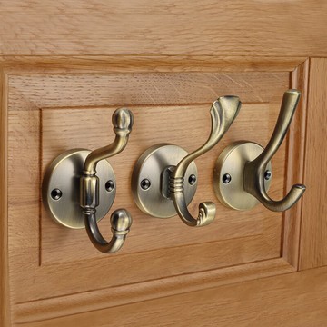 歐式仿古掛衣鉤實木門后掛鉤衣柜衣帽鉤玄關墻壁單個掛鉤青古銅