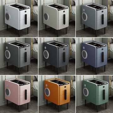 【國際甄選 免運】?? 限時爆殺??智能床頭櫃小型床邊櫃超窄皮質簡約現代輕奢臥室收納邊櫃置物架