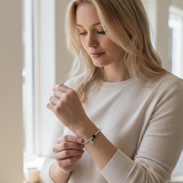 純銀 純黑施華洛珠 S925 自選字母手鍊