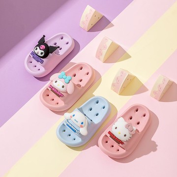 【臺灣-出貨】三麗鷗-拖鞋庫洛米兒童女童室內軟底防滑瀝水夏中大童親子涼拖