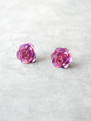 Rose - 紫粉色 耳環或耳夾
