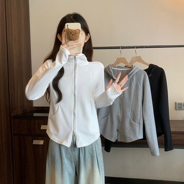 M-4XL 韓系簡約時尚長袖連帽衛衣 開衫外套上衣 大尺碼女裝 秋天女裝 梨形身材 寬鬆顯瘦上衣