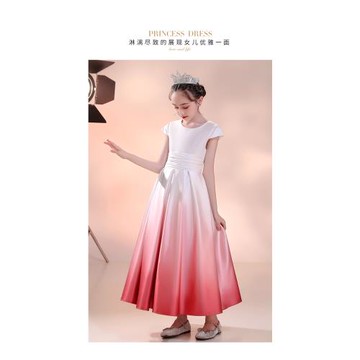 女童小提琴大提琴音樂會演奏鋼琴演出晚禮服兒童古箏長款公主裙