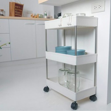 【樂嫚妮】寬版縫隙推車收納車置物-3層