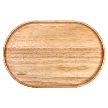 HOLA 和樂家居 MH 橡膠木托盤 橢圓型 0.6kg  35 x 23 x 2cm  原色  1個