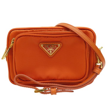 PRADA 普拉達 橘色 尼龍 手拿包 肩背包 1N1862 【二手名牌BRAND OFF】