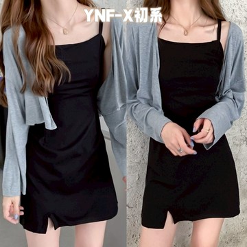 初系現+免運 赫本風法式吊帶小洋裝 洋裝 連身裙 夏季衣服 蝴蝶結 收腰 顯瘦 修身 百搭 純色 穿搭 約會 氣質 短裙