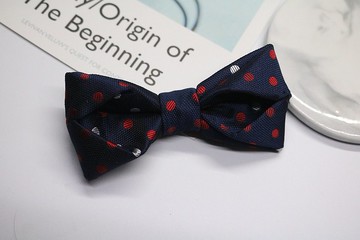 蓝色彩点真丝领结/折叠系列蝴蝶结/