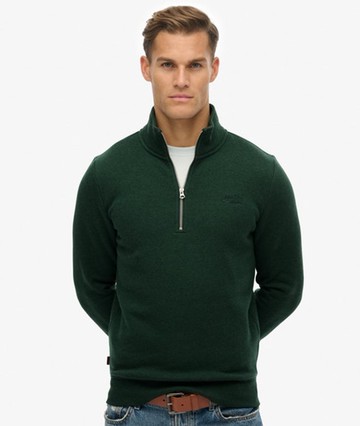 Superdry Men's Vintage Logo Embroidered Half Zip Green Size: Xxl