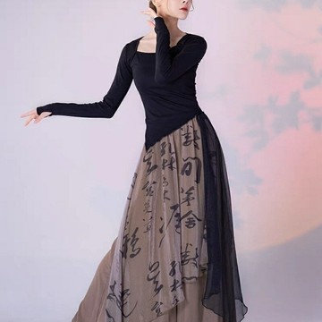 【飄逸新國風】舞蹈闊腿褲 練功褲 演出服 舞蹈服 雪紡褲 古典舞服 直筒寬鬆 垂墜飄逸 中國風設計 舞臺日常皆宜