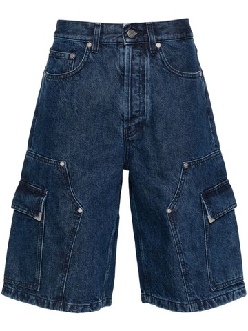 Palm Angels - logo-embroidered denim shorts - men - Cotton/Cotton/Polyester - 34 - Blue