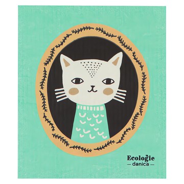 danica STUDIO Ecologie瑞典環保抹布，相框貓圖案，可重複使用  20 x 17 x 0.1cm  1個