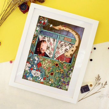 stephy小女孩系列  早晨的吻   掛畫/少女畫/兒童卧房/家居裝飾