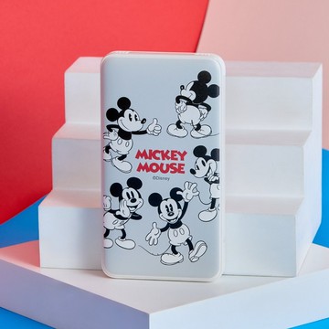Disney經典米奇款黑白繞圈圈雙線快充10000mAh行動電源