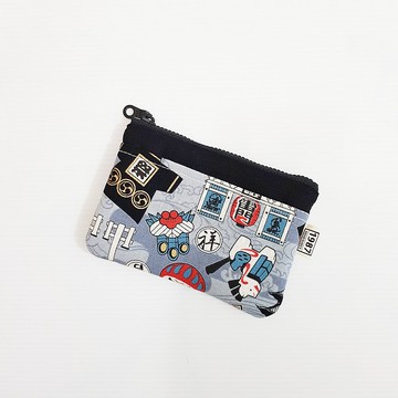 【日式圖騰-灰(黑)】 日系!!! 零錢包 隨身包 拉鏈袋 聖誕禮物