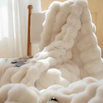 擼貓感奢華皮草級長絨毯兔毛短絨休閑蓋毯高級沙發毯加厚臥室毛毯