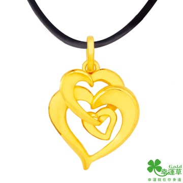 幸運草 心心相連黃金墜子 送項鍊