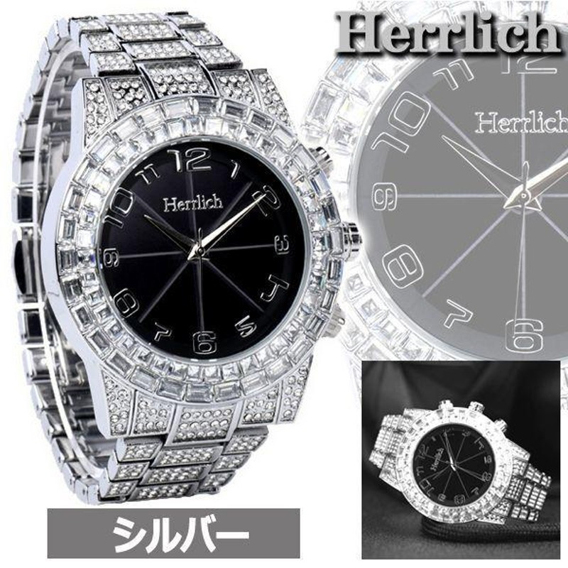 Herrlich ヘルリッチ クリスタル装飾ソーラー電波腕時計 3552円