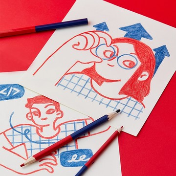 英國 Flower monaco 質感紅藍 ⎟赤青鉛筆