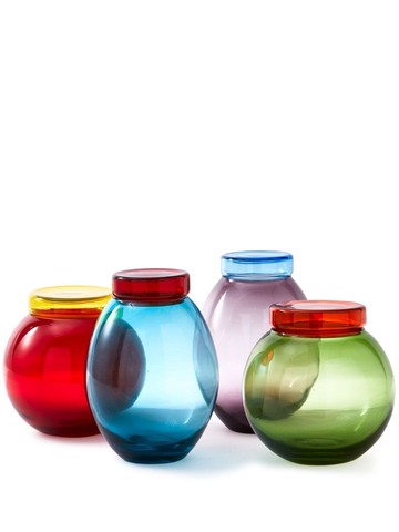POLSPOTTEN - colour-block glass jars (set of four) - unisex - glass - One Size - Blue