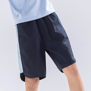 babybody - UPF50+原紗防曬拼色休閒短褲-藏青