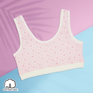 Annypepe 學生成長型純棉桔梗花背心內衣-淺粉130~165