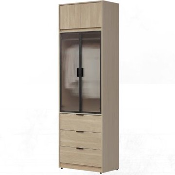 文創集 珊可2.5尺鋁框四門三抽加高衣櫃組合-76x59x242cm免組