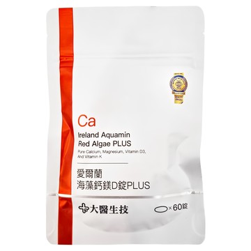 大醫生技 愛爾蘭海藻鈣鎂D錠PLUS  黃金配方鈣鎂比3:1  含維生素D3  維生素K  60錠  1包