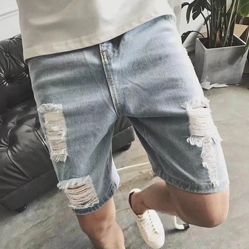 【台灣出貨】 破壞牛仔短褲 牛仔破褲 淺藍刷破款牛仔短褲 破洞牛仔短褲 牛仔短褲 短褲 男生短褲【MM20】