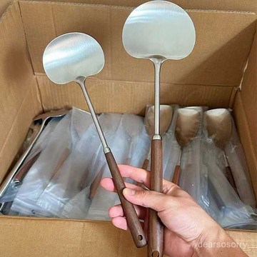 臺灣熱賣🔥【店鋪熱銷】不銹鋼廚房家用衚桃木蘑菇剷子勺子湯勺鍋剷炒勺炒菜廚具老鼠夾 UXJ2