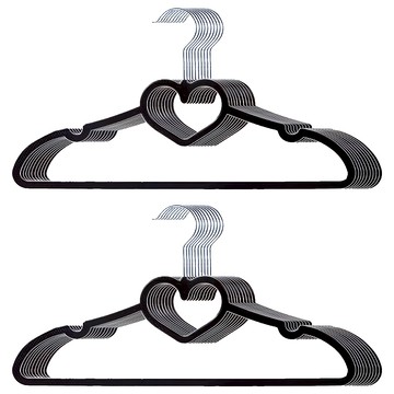 塑膠愛心防滑衣架  黑色  20支